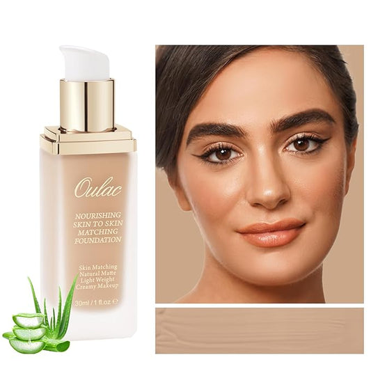 Oulac Foundation Make Up, Skincare Infused With Aloe Leaf And Vitamin E, Medium to High Coverage Liquid Foundation, Foundation Vegan 30ml, ShadeοΌGolden Natural 10