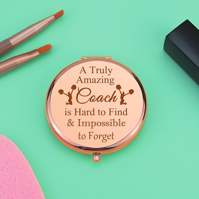 Cheer Coach Gift Compact Makeup Mirror Appreciation Gifts for Cheerleader Coach Cheer Mom Gift Sports Coach Gift Cheer Team Gift Folding Makeup Mirror Birthday Thanksgiving Retirement Gifts