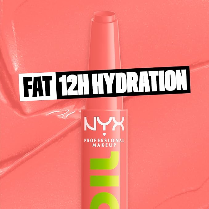 NYX PROFESSIONAL MAKEUP Fat Oil Slick Click, Lightweight, Buildable Pigmented Vegan Lip Balm - Story or Post (Peach)