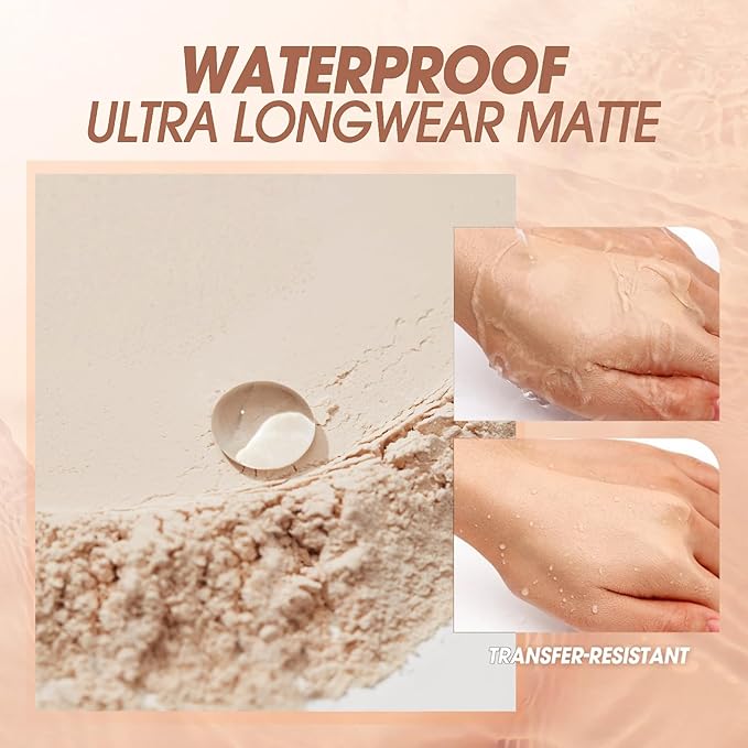 Oil Control Face Pressed Powder,Matte Smooth Flawless Finishing Powder Makeup,Lightweight Waterproof Long-Lasting Setting Powders Foundation,0.35 Oz(IVORY)