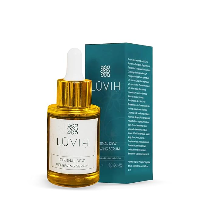 Anti-Aging Face Serum with Vitamin A, B, C & Bakuchiol β LUVIH Eternal Dew Hydrating & Plumping Treatment with Gotu Kola, Hibiscus & Lotus β For Wrinkles, Fine Lines & Mature Skin β 30 mL