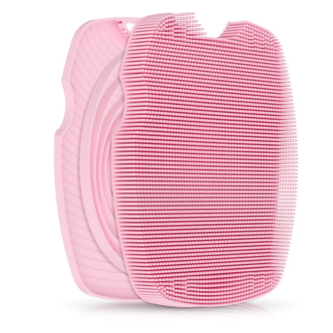 Silicone Body Scrubber - Zinc Infused-Highly Elastic Bristles Exfoliating Body Scrubber for Shower Body,Cellulite Reduction,Blood Circulation - Pink