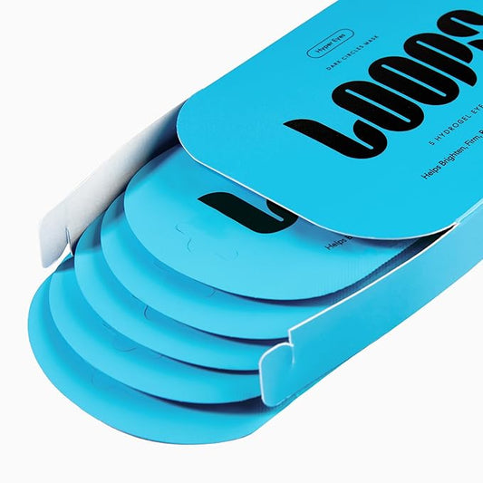 LOOPS Hyper Smooth Eye Hydrogel Eye Mask - 5 Pc Brighten, Hydrate, Nourish and Help Reduce Dark Circles for Refreshed Eyes - Reduces Signs of Puffiness and Fortify Your Eyes