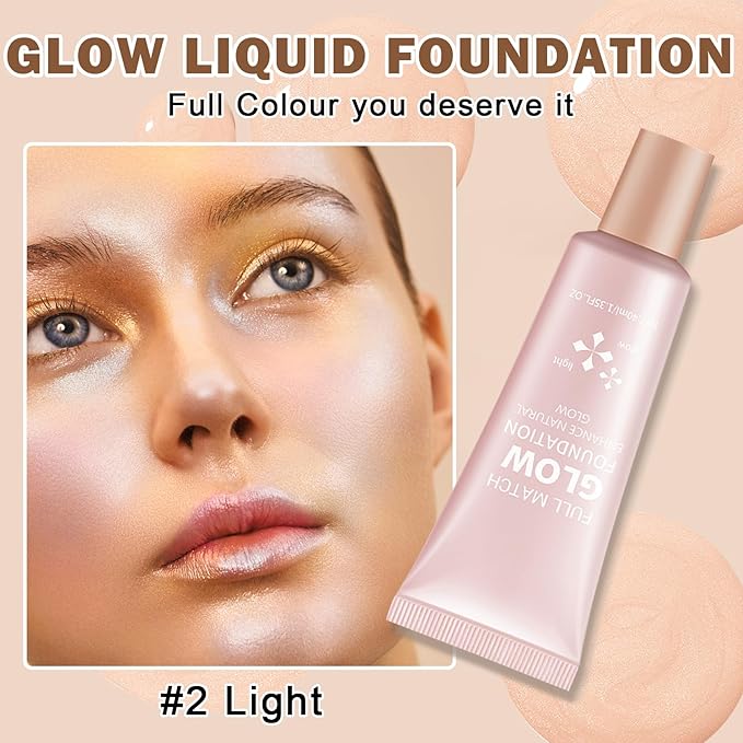 Natural Glow Illuminator Glotion Liquid Highlighter for Face & Body Glow Moisturizing Makeup Highlighter Lightweight Long Lasting Glow Lotion - 02 Light