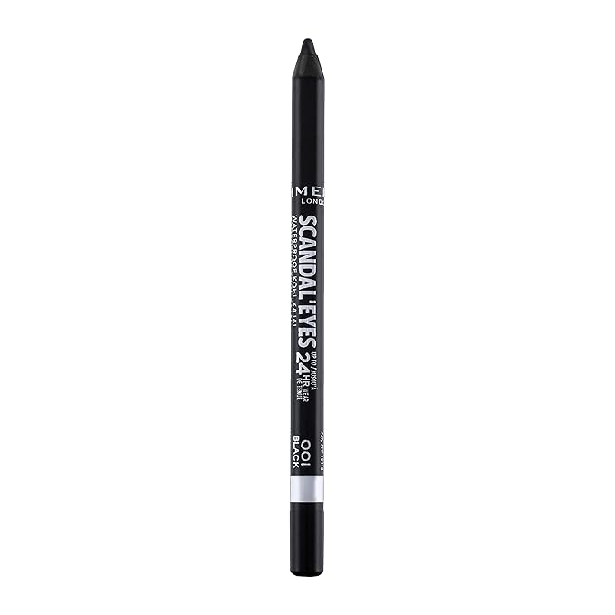 Rimmel London Exaggerate Auto Waterproof Eye Definer Blackest Black 2 Count & Scandaleyes Waterproof Gel Pencil Eyeliner Black