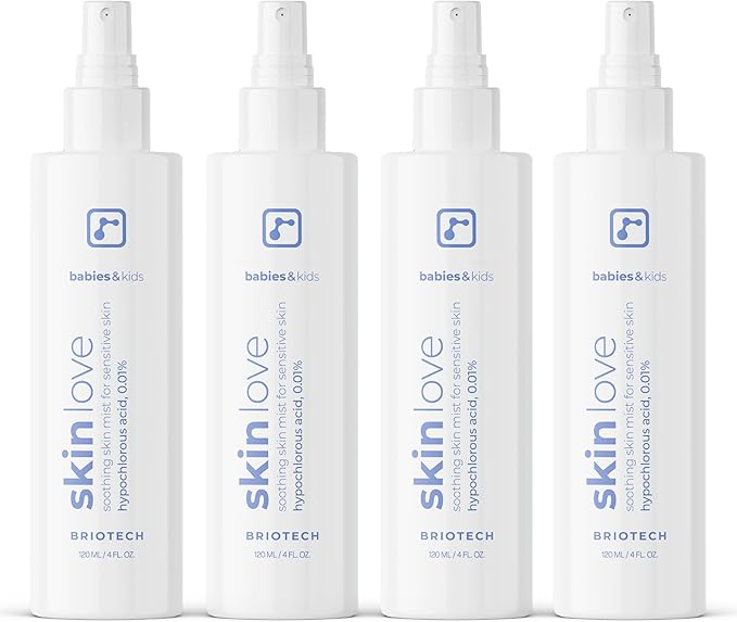 Briotech Baby Skin Love Spray | Gentle Hypochlorous Acid Mist for Soothing, Calming & Cleansing Delicate Skin | Pediatrician-Approved, Hypoallergenic & Added Fragrance-Free | 4 oz (4 Pack)