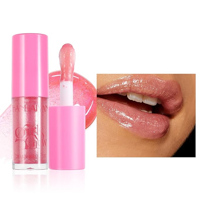 Beauty Glazed Big Brush Head Lip Oil, Ultra-Hydrating & Nourishing, Smooth Glossy Finish Lip Glow Oil, Shiny and Vegan Tinted Lip Gloss, Non-Sticky Formula (1, 01# Shiny)