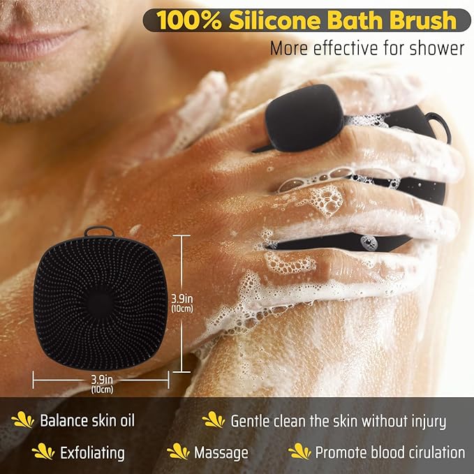 VWMYQ Silicone Loofah, Silicone Body Scrubber New Upgrade Richer Foam and Effective Cleaning, Ergonomic No-Slip Handle, Long-Lasting & Easy to Clean