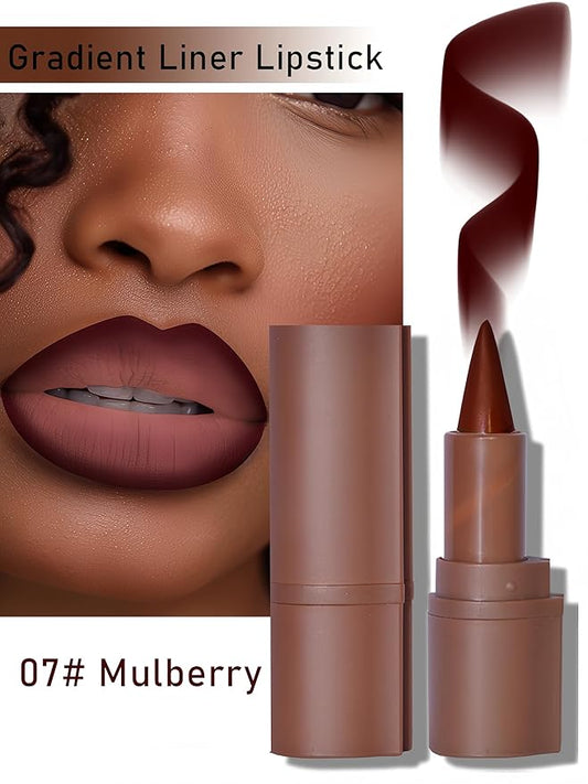 MAEPEOR 2 in 1 Creamy Lip Liner 8 Colors Matte Nude Dark Brown Lipliner High Pigmented Long lasting Gradient Lip Liner and Lipstick Lip Combo (07 Mulberry)