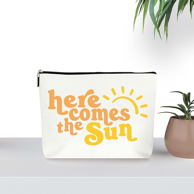 Boho Sunshine Inspirational Makeup Bag - Cute Yellow Accessories, Ideal Return Birthday Gifts for Women