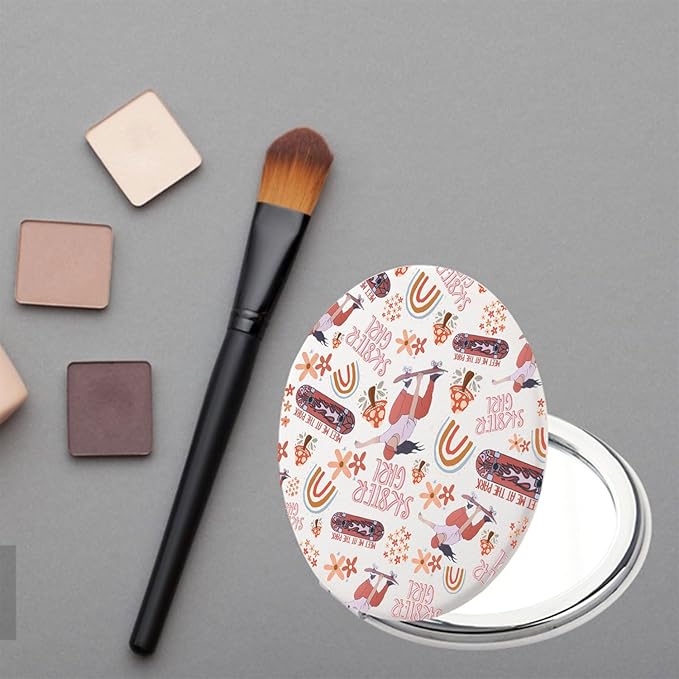 FAADBUK Skateboarder Gift Skateboard Lover Gift Skating Fan Gifts Skater Girl Makeup Mirror for Her (Skater Girl Mirror)