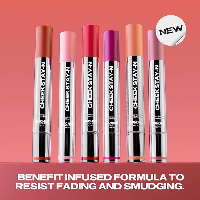 Sacheu Cheek STAY-N Liquid Blush for Cheeks β High Pigment, Buildable, Lightweight Cream Blush Infused With Squalane, for Dewy Radiant Flushed Cheeks β Long-lasting & Cruelty Free, Pretty in Pink Duo