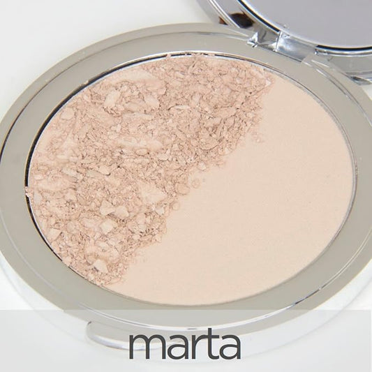 La Bella Donna Compressed Mineral Foundation - Face Powder Makeup Natural Looking Glowing Skin Wrinkle Defying Mattifying Finish Contour Makeup Long Lasting Full Coverage Sun Kissed Tan (Marta)