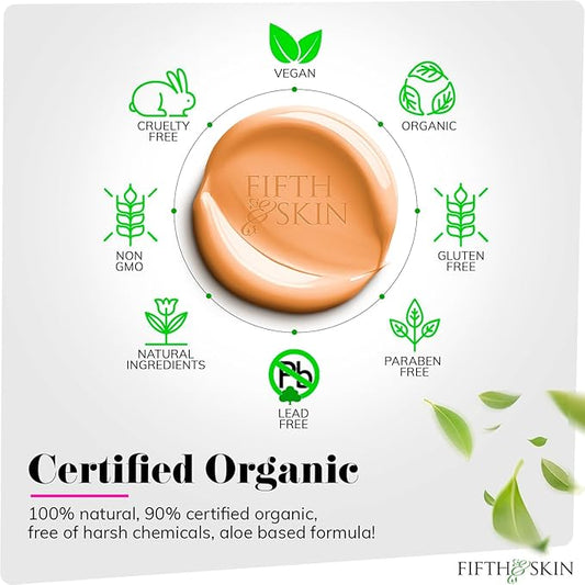 Fifth & Skin: Betterβn Ur Skin Liquid Foundation (HONEY TAN) - Natural, Organic, Vegan, Cruelty-Free - Gluten-Free Beauty with Buildable Coverage and Palm-Free Luxury - 1 oz