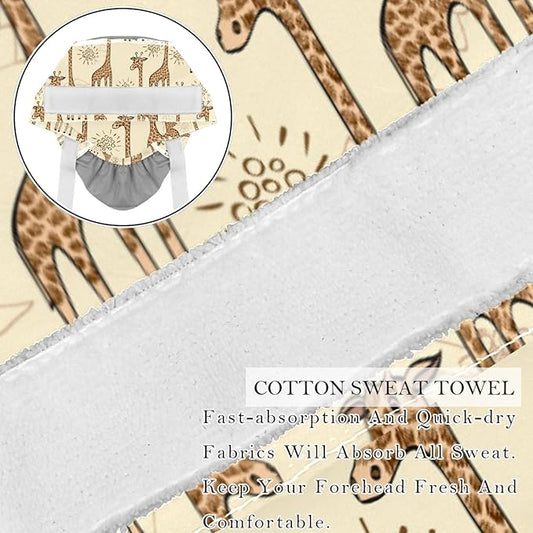 2 PCS Bouffant Cap with Button Ponytail Pouch Working Cap Sweatband Adjustable Surgical Cap Black and White Cow