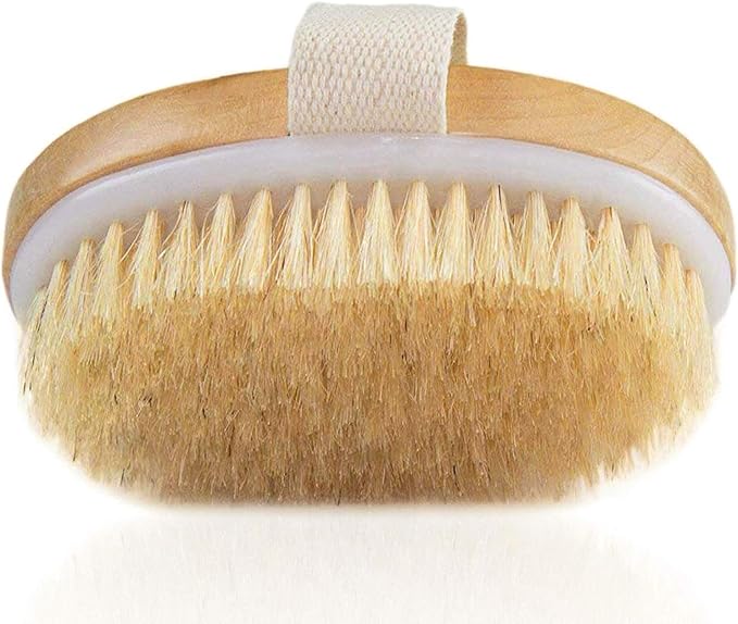 Dry Brushing Body Brush, Natural Bristle Dry Skin Exfoliating Brush Body Scrub for Beautiful Skin, Cellulite Treatment, Lymphatic Drainage, Soften Skin, Blood Circulation Improvement, Medium Strength