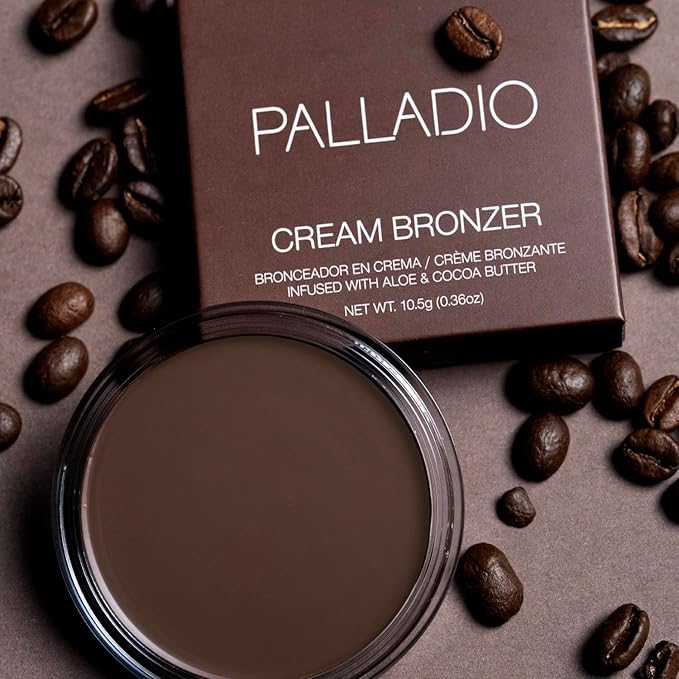 Palladio Cream Bronzer for Face & Skin, Creates a Sun Kissed Glow, Infused with Aloe & Cocoa Butter, Buildable Coverage, Vegan Formula, Cruelty Free, Suitable for All Skin Types, (Espresso)