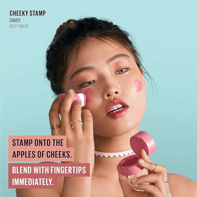 KAJA Blusher - Cheeky Stamp 02 Saucy | Buildable & Blendable Shade with Heart-shaped Applicator, Sunkissed Finish, Travel size, Hygienic, Suitable for Beginners, Portable, Korean Makeup, 0.17 Oz