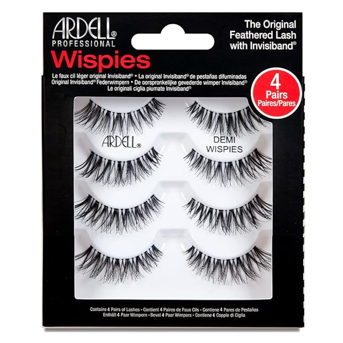 Ardell Demi Wispies False Eyelashes, Black - Full Volume Demi Wispies, Reusable Strip Lashes for Eye Makeup Enhancement, 1 Pack