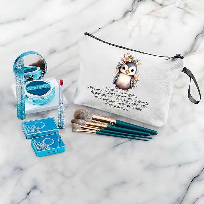 Penguin Gifts for Women Penguin Cosmetic Bag for Women Pouch Penguin Makeup Bag Penguin Cosmetic Bag Penguin Spirit Gift (White penguins gifts)