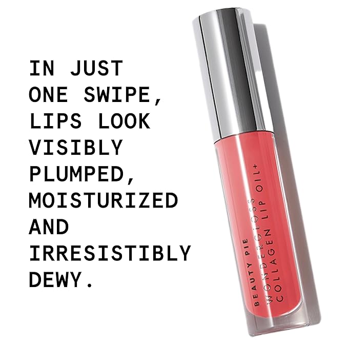 Beauty Pie Wondergloss Collagen Lip Oil + (Spicy Pink) β Hydrating, Plumping, Non-Sticky Gloss with Collagen AC Micro-Vectors & Cherry Oils