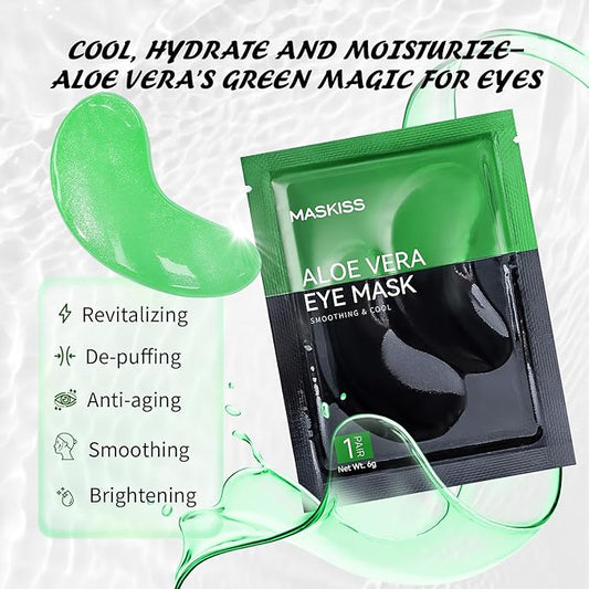 Under Eye Patches (8 Pairs), Aloe Vera Eye Masks for Dark Circles Puffy Eyes Undereye Bags, Collagen Eye Patches for Repair and Intensely Hydrate, Skin Care Gift for Her