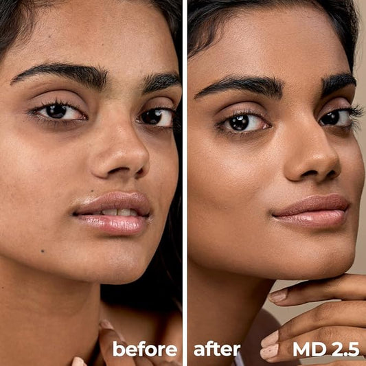Ruby's Organics Liquid Foundation | Waterproof Full Coverage Long Lasting | Matte & Poreless, Full Coverage Blendable Normal to Oily Skin | Paraben and Synthetic Free| Shade MD2.5, 30ml