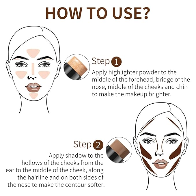 2 In 1 Cream Contour Stick Makeup with Built-In Brush, Makeup Concealer Stick for Women, Long Lasting, Waterproof, Matte (#06)