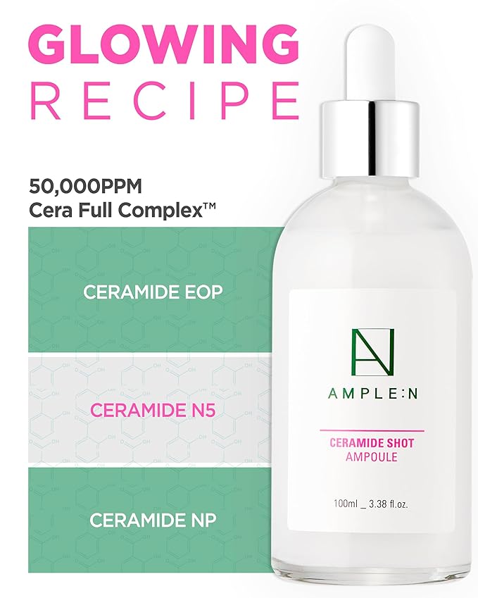 AMPLE:N Ceramide Shot Ampoule β Anti Aging and Hydrating Serum with Ceramide for Deep Moisturization β For Dry & Rough Skin to Reduces Wrinkles & Repairs Skin, 3.38 fl.oz.