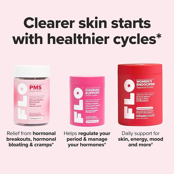 O Positiv FLO Acne Capsules β Reduce Number and Severity of Pimples, Whiteheads, Blackheads, and Pustules on Face, Back, and Body β Colostrum-Derived Lactoferrin, Zinc and Vitamin E β 30 Servings