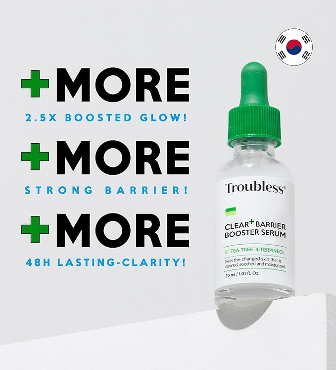 Troubless Clear Barrier Plus Booster Serum - Soothing & Hydrating Serum for Face w/Niacinamide & Tea Tree - Fast-Absorbing, Non-Greasy & Moisturizing (1.01 fl oz)