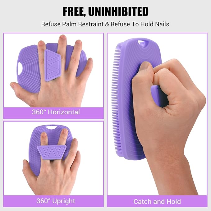 Silicone Body Scrubber - Zinc Infused-Highly Elastic Bristles Exfoliating Body Scrubber for Shower Body,Cellulite Reduction,Blood Circulation - Purple
