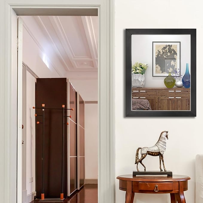 Ruomeng Rectangular Wall Mirror 16" x 20" for Bathroom, Bedroom, Entryway, Living Room, Black