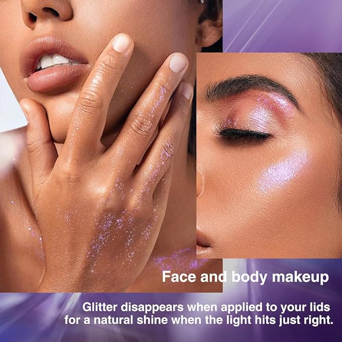 Body Glitter Gel,Face Hair Nails Eye Glitter Makeup, Sequins Shimmer Liquid Eyeshadow Long Lasting Sparkling,Festival Art Party Halloween Glitter Gel(L06)