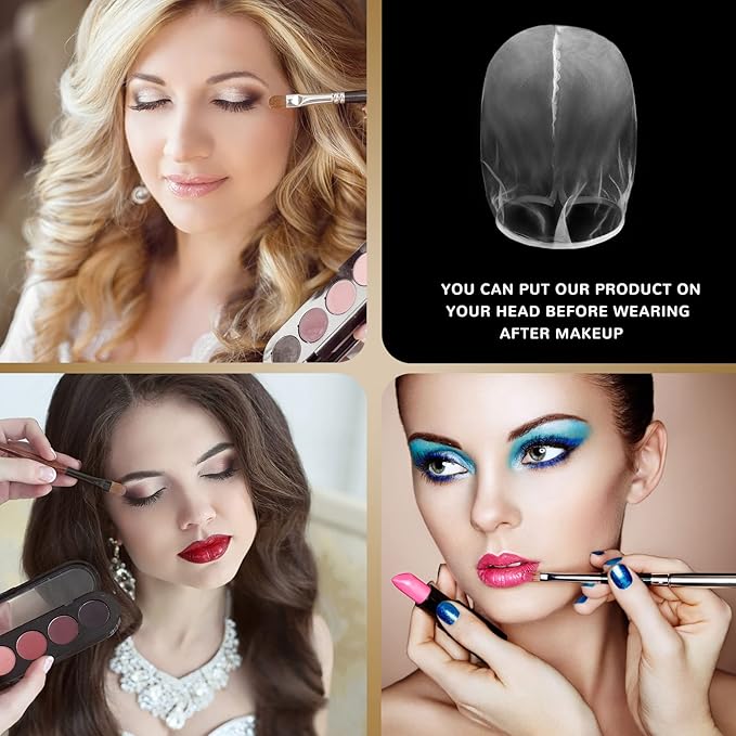 6 Pcs Makeup Protector Hood Washable Light Airy Nylon Chiffon Makeup Hood Zipper Closure Reusable Make up Face Cover for Women Girls Beauty Weddings (White)