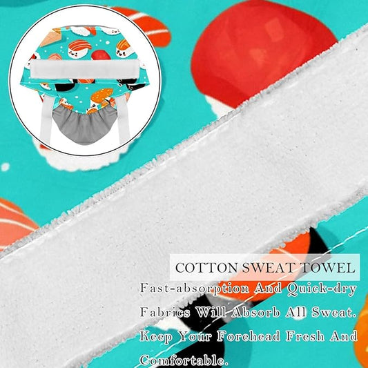 2 PCS Bouffant Cap with Button Ponytail Pouch Working Cap Sweatband Adjustable Surgical Cap Black and White Cow