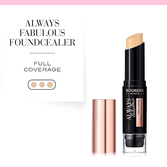 Bourjois Always Fabulous 24 Hour 2-in-1 Foundation and Concealer Stick with Blender, 110 Light Vanilla