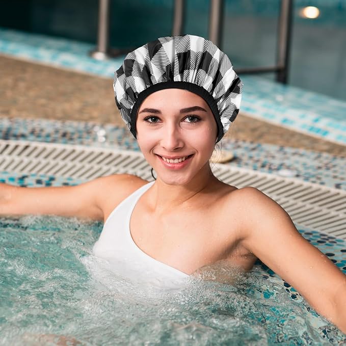 2 Pcs Double Layer Deep Conditioning Cap, Waterproof Reusable Heating Caps for Deep Conditioning Hair Care Tools for Home Salon Use Hair Dyeing Hot Oil Treatment Tools