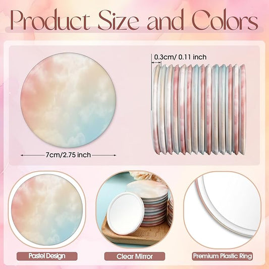 30 Pcs Small Round Mirrors Bulk Party Favors 2.75 Inch Pastel Compact Mirror Gifts for Women Birthday Appreciation Party Favors Portable Purse Mirrors Games Prizes
