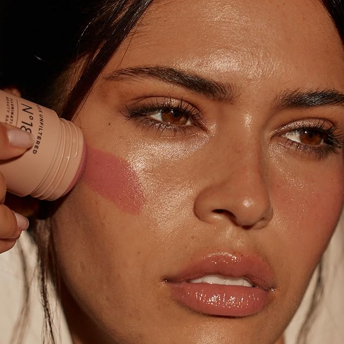 + Lux Unfiltered N°18 Illuminating Beauty Balm - Cream Blush Stick with Mango Butter - Buildable and Blendable Shimmer Blush Makeup Stick - Vegan & Cruelty Free - Sunset (A Sheer Sun Kissed Glow)