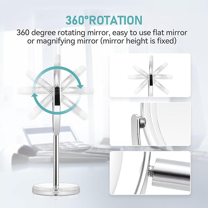 MIYADIVA 20X Magnifying Makeup Mirror,Double Sided 1X & 20X Magnifying Mirror with Stand,Tabletop Magnified Vanity Mirror with 360Β°Rotation for Bathroom or Bedroom 7.8 Inch