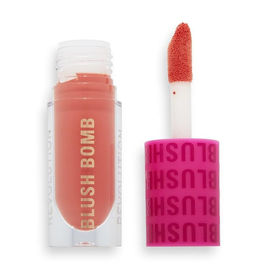 Revolution Beauty, Blush Bomb Cream Blusher, Lightweight Makeup & Creamy Formula for a Dewy Finish, Enriched with Vitamin E, Glam Orange, 0.15 Fl. Oz.