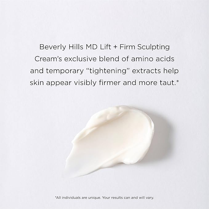 Beverly Hills MD Lift & Firm Sculpting Cream- Tighten & Tone Skin, Anti-Aging Lotion for Smooth, Moisturized Complexion- Lift and Smooth Face, Neck, DΓ©colletΓ© w/Silk Peptides, + Aloe Vera, Vitamin E