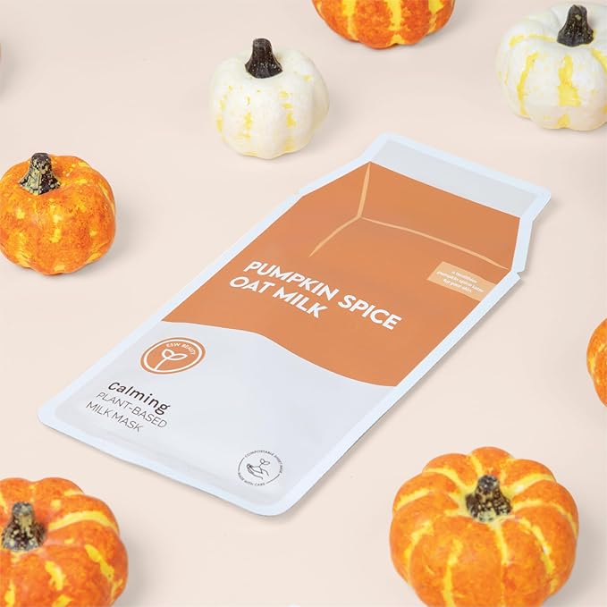 ESW Beauty Pumpkin Spice Oat Milk β Calming Plant-Based Milk Face Mask (6-Pack) β Pumpkin Extract for Dry, Sensitive Skin β Soothes, Reduces Oil & Fights Breakouts