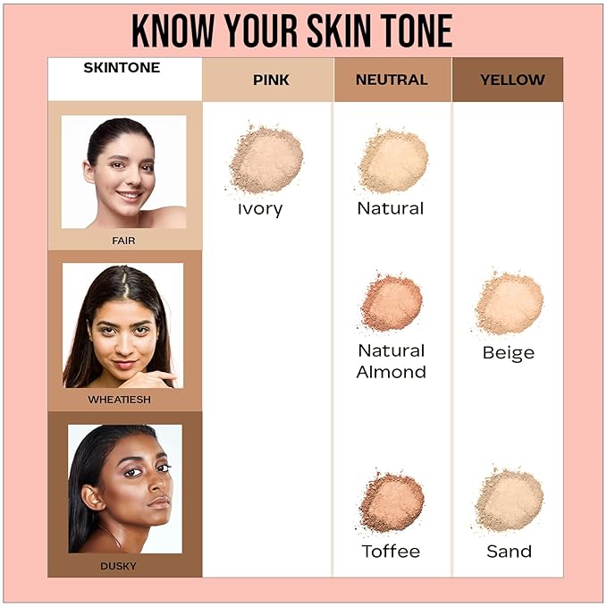 Weightless Matte Finish Compact Powder - Natural | Non Oily Pressed Powder | Easy Blendable & Lightweight | Sun Protection with Vitamin E | 0.32 Oz/9g