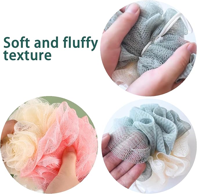 24 Pack Travel Loofah, Individually Wrapped Small Loofah Shower Pouf, 4 inch Mini Bath Sponges for Shower, Multicolor
