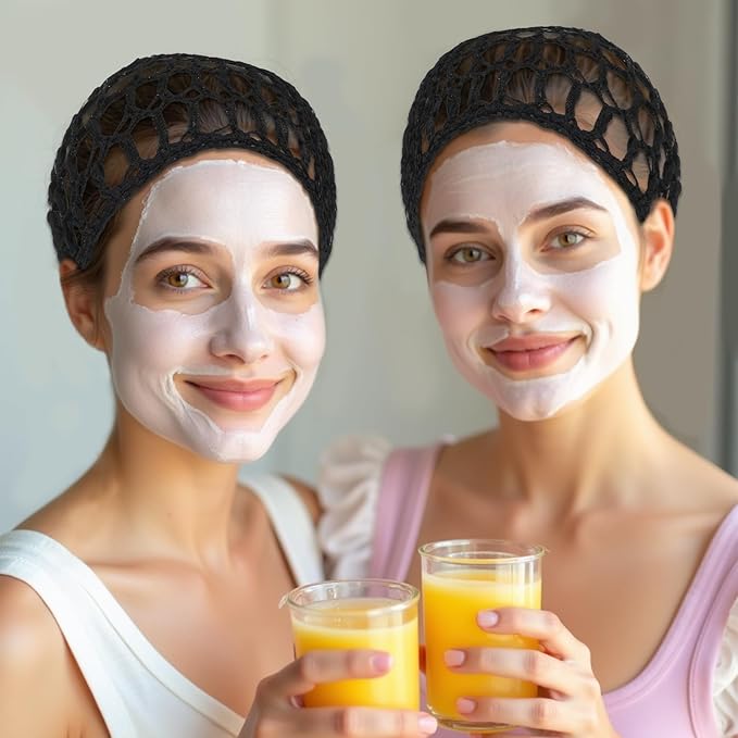 2 Pcs Tubi Hair Wrap Hair Nets For Sleeping Mesh Crochet Hair Net Snood Hat Sleep Cap Shower Cover Ornament Hair Wrap Nets For Women Sleep Black Mesh Crochet Hair Net For Women Black And Gray