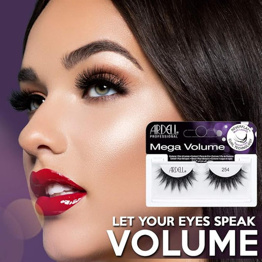 Ardell Mega Volume Lash 254 Multi-Layered False Lashes with Curl Technology, 4 pairs