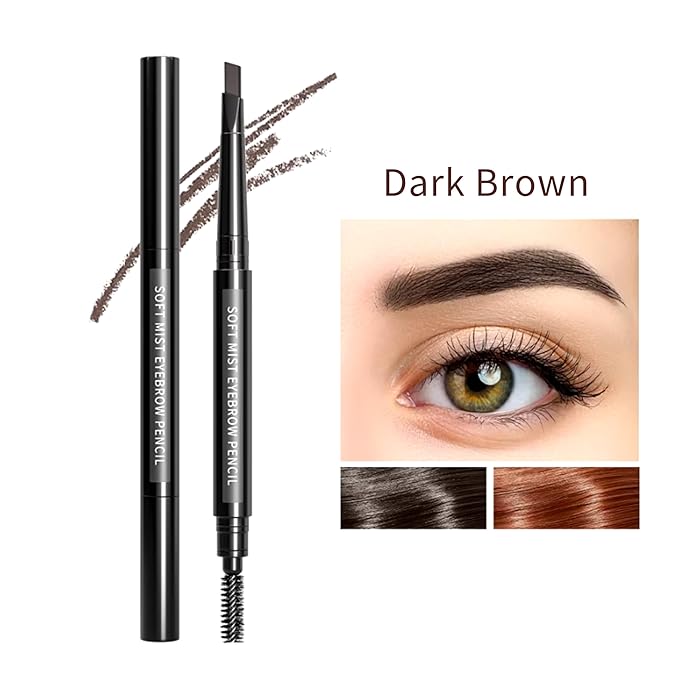 long lasting and waterproof Triangle eyebrow Pencil With Brush (Dark Brown)