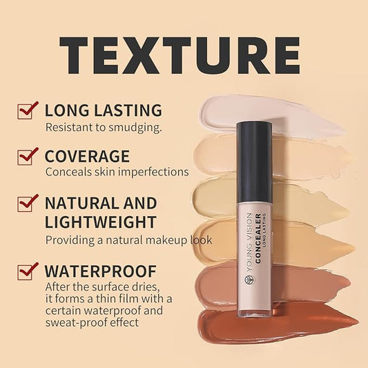 YOUNG VISION Full Coverage Liquid Foundation and Concealer Duo β Long-Wear, Lightweight, Non-Comedogenic, Hydrating, Oil-Free, Waterproof, Skin-Like Finish for All Skin Types